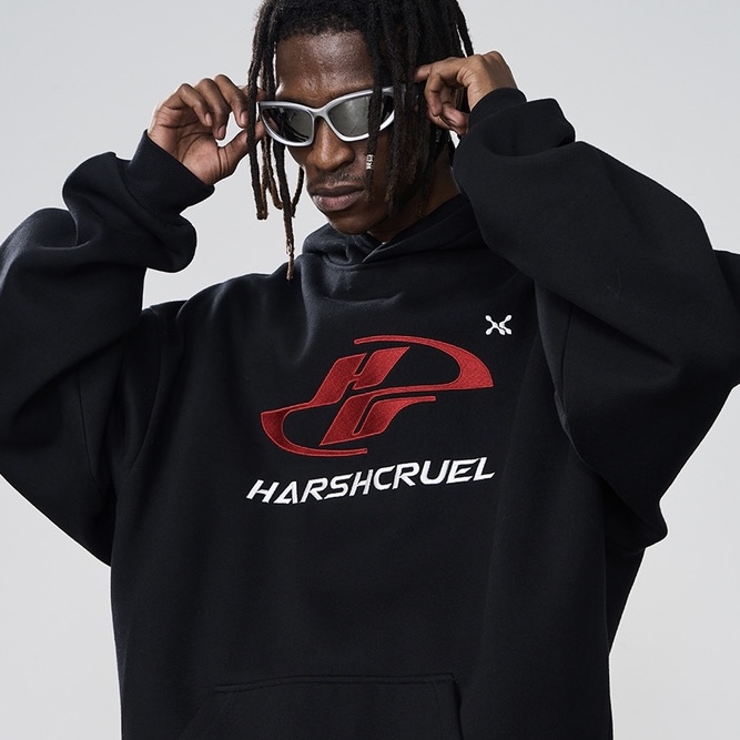 HARSH AND CRUEL ベーシック コントラストカラーロゴ パーカー