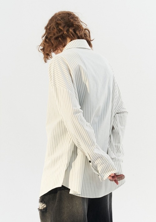 MODITEC ハートワッペン ストライプ オーバーサイズ シャツ｜MIRISE