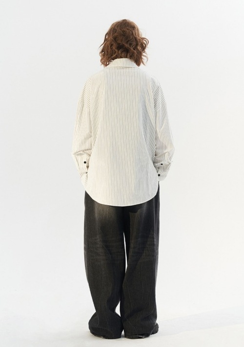 MODITEC ハートワッペン ストライプ オーバーサイズ シャツ｜MIRISE