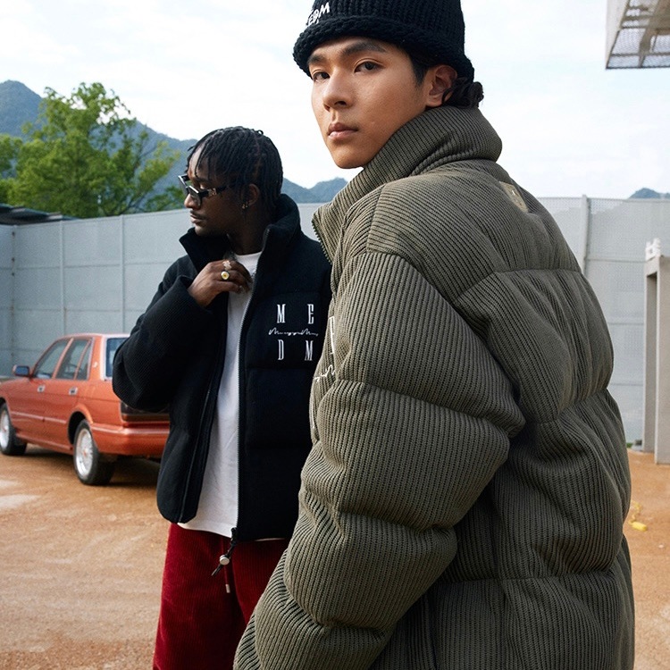 MEDM ヘビーコットン ホワイトダックダウン ワッフル ダウンジャケット