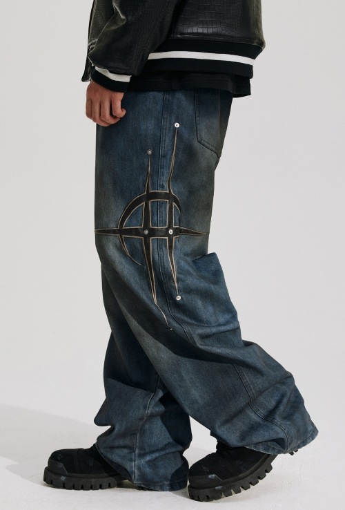 ANTIDOTE レザースタッズ ワイドジーンズ｜MIRISE(ミライズ)公式通販