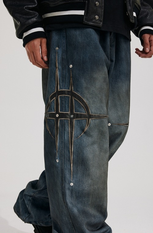ANTIDOTE レザースタッズ ワイドジーンズ｜MIRISE(ミライズ)公式通販
