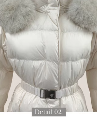 韓国直送 高級感 リアルファー ベルトSET ダウンジャケット｜MIRISE