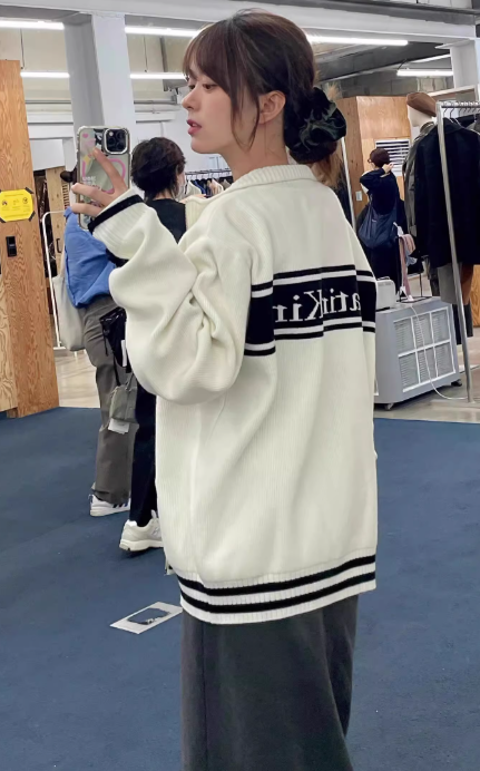 MATIN KIM ニット カーディガン SPELL POINT STRIPE KNIT