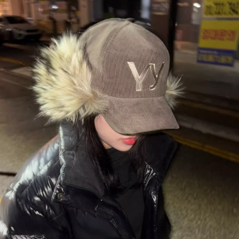 open yy earflapcap 正規品 OPEN YY] FAUX FUR CORDUROY EARFLAP CAP : 2color (OPEN