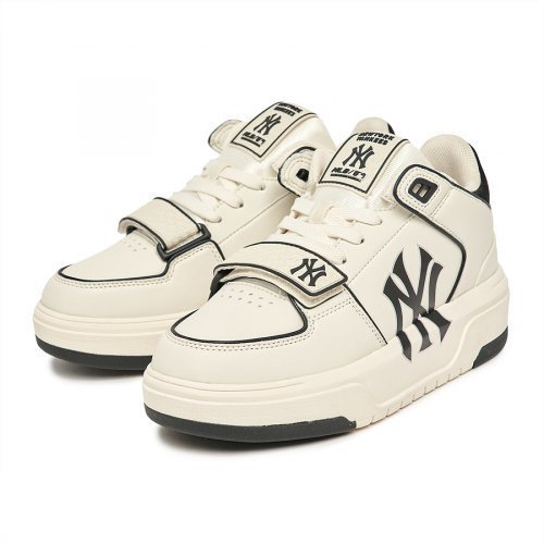 美品3×3mm MLBサイズ　セミドラい MLB Korea CHUNKY LINER MID DENIM 厚底スニーカー 3ASXCDN3N