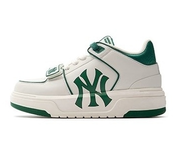 美品3×3mm MLBサイズ　セミドラい MLB Korea CHUNKY LINER MID DENIM 厚底スニーカー 3ASXCDN3N