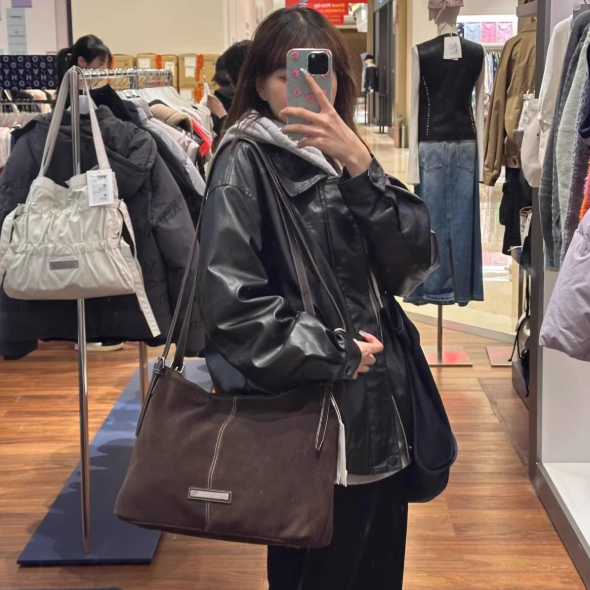 MATIN KIM スエード トートバッグ TWO WAY STRAP SUEDE LEATHER