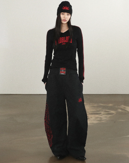 badblood ドット カジュアル ワイドパンツ BADBLOOD スウェットパンツ (4色) Mystic Capsule 2 Way Curved