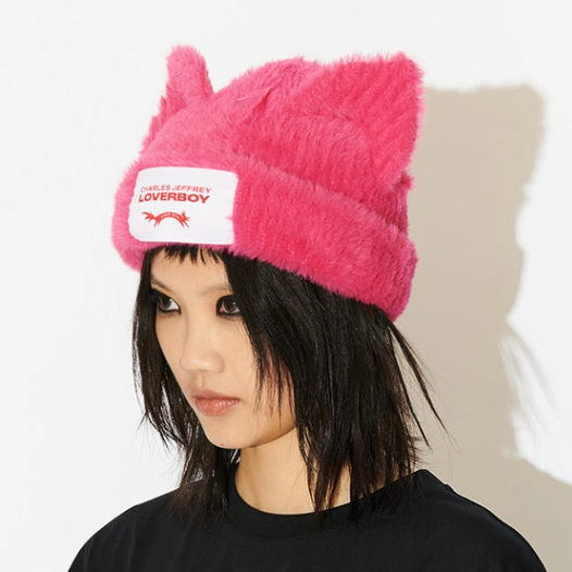 Charles Jeffrey LOVERBOY ファー ニットキャップ ビーニー ねこみみ