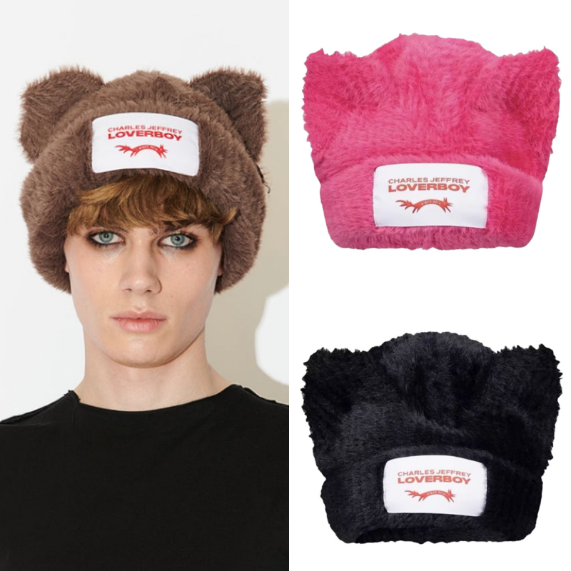 Charles Jeffrey LOVERBOY ファー ニットキャップ ビーニー ねこみみ