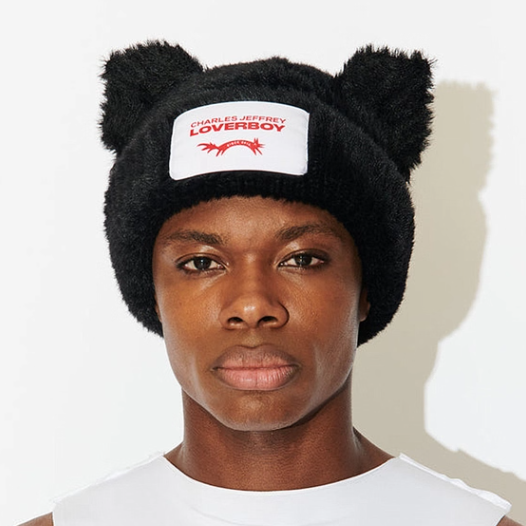 Charles Jeffrey LOVERBOY ファー ニットキャップ ビーニー ねこみみ