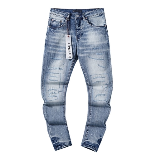 PURPLE BRAND ウォッシュド ペイント ダメージデニム イン スカイ