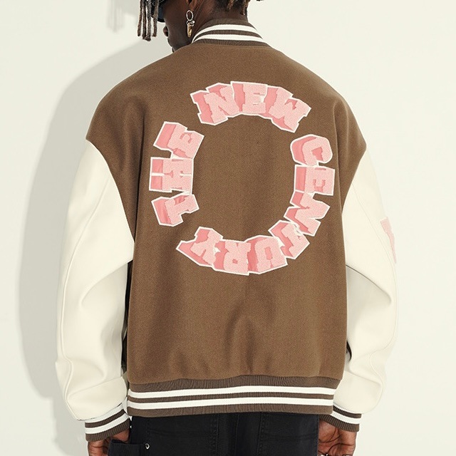 HARSH AND CRUEL スタジャン 3Dリングワード ベースボールジャケット