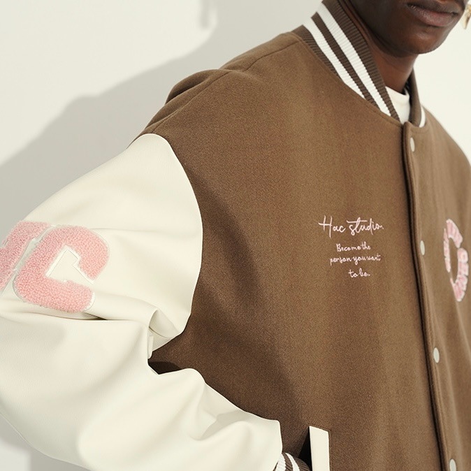 HARSH AND CRUEL スタジャン 3Dリングワード ベースボールジャケット