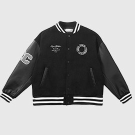 HARSH AND CRUEL スタジャン 3Dリングワード ベースボールジャケット