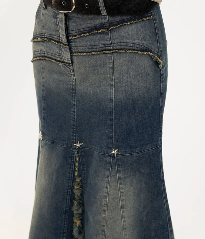 MAMC ウォッシュ加工 デニム ロングスカート｜MIRISE(ミライズ)公式通販