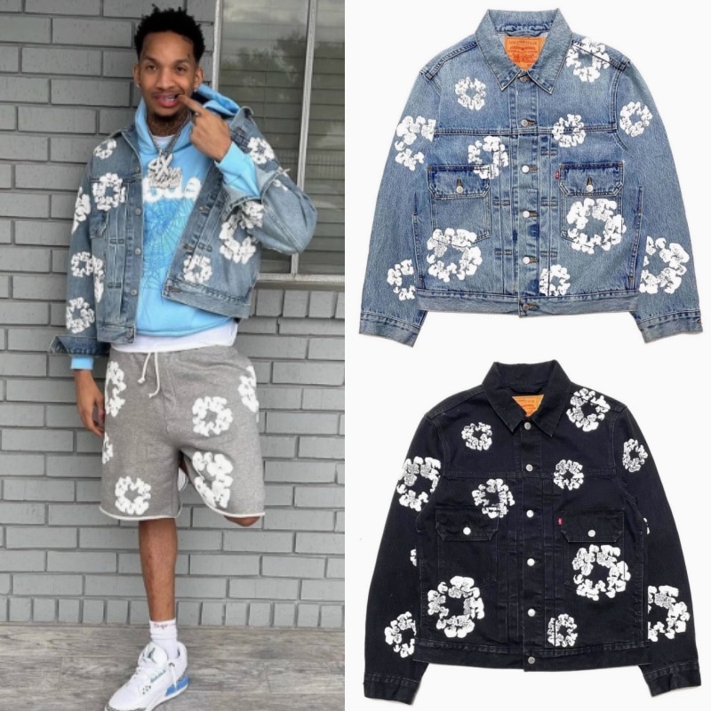 denimtears Levi's デニムジャケット XXL Denim Tears x Levi's デニムジャケット Type-2 All Over Wreath Blue