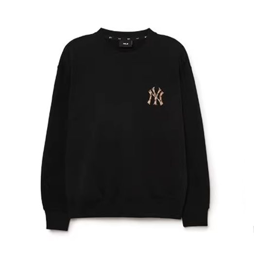 ☆MLB Korea☆ Classic Monogram Big Luxe Man to Man NY Black MLB Korea CLASSIC MONOGRAM BIG LUX OVERFIT SWEATSHIRTS