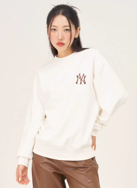 ☆MLB Korea☆ Classic Monogram Big Luxe Hoodie NY Cream Áo Hoodie MLB Korea - Cube MONOGRAM BOSTON REDSOX