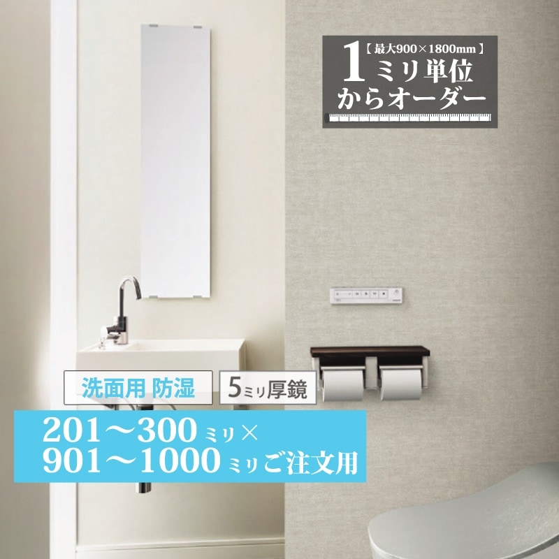 洗面鏡 オーダーミラー【201～300mm×901～1000mm】