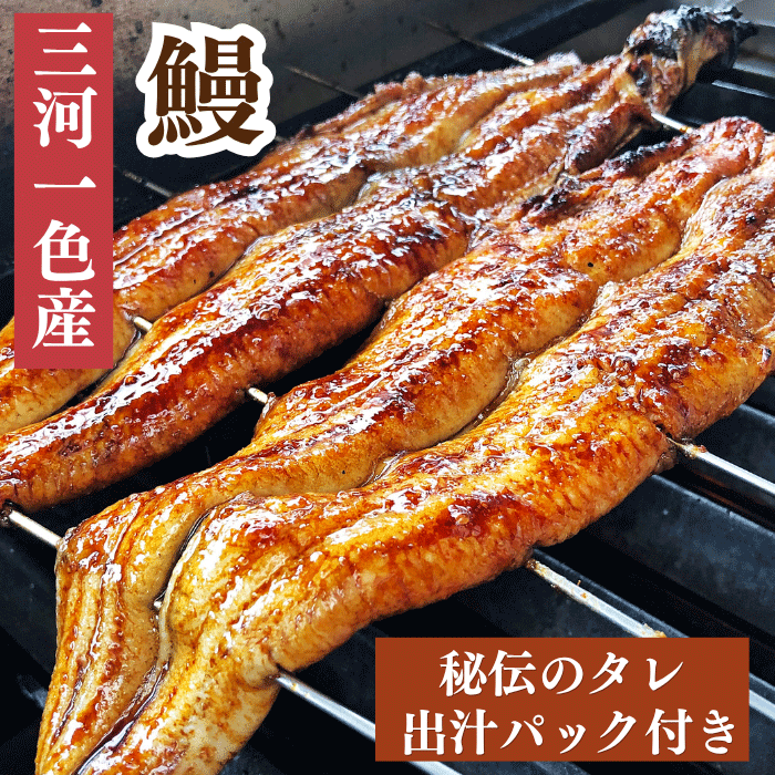 三河一色産 特大鰻  秘伝のタレ・出汁パック付き（冷凍）