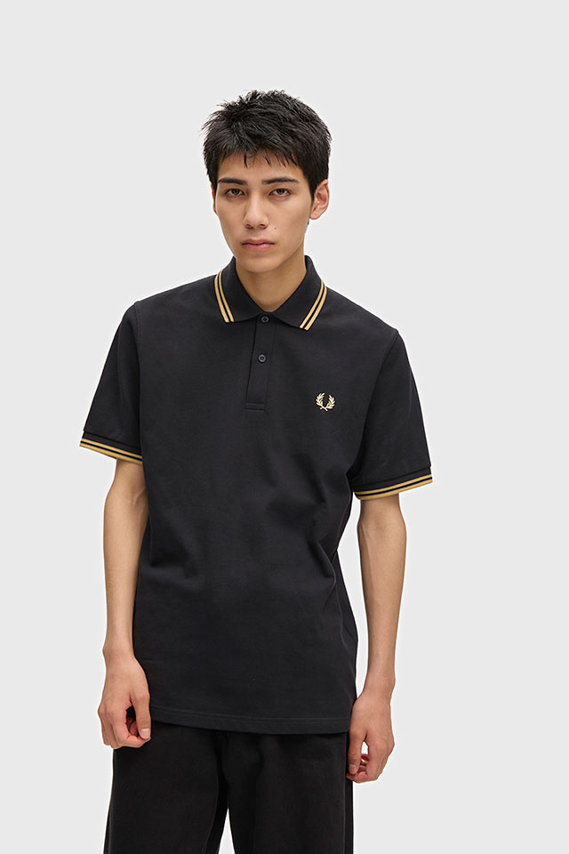 フレッドペリー FRED PERRY ポロシャツ ツインティップド フレッドペリーシャツ [M12-157] TWIN TIPPED FRED PERRY SHIRT メンズ トップス 半袖 鹿の子 BLACK/CHAMPAGNE 正規取扱店