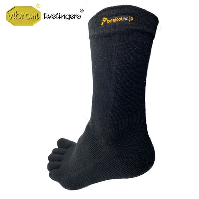 ビブラムファイブフィンガーズ Vibram FiveFingers ベアフットソックス ロング 滑り止め無し [20A2001 SS21] メンズ・レディース 日本製 5本指靴下 クルー スニーカーソックス BLACK ブラック系【メール便配送】