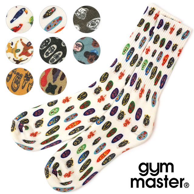 ジムマスター GYM MASTER ハッピーペイントクルーソックス [G857329] 靴下 クルー丈 総柄 【メール便配送】