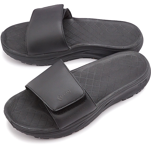 【SALE】リグ rig オーガ リカバリーサンダル [RG0010BL] oga メンズ・レディース 疲労回復 スライドサンダル ベルクロ ブラック【s】