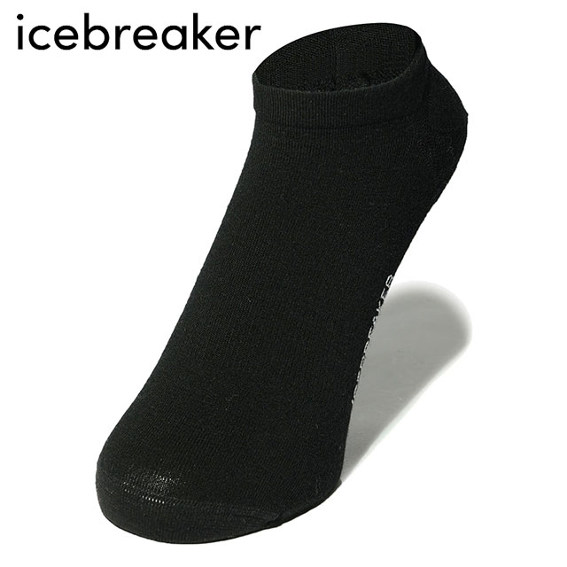 アイスブレーカー icebreaker メンズ M ファインゲージ ノーショウ [IS32380-KN SS23] M FINE GAUGE NO SHOW メリノウール混 スニーカー アンクルソックス ブラック/スノー【メール便配送】
