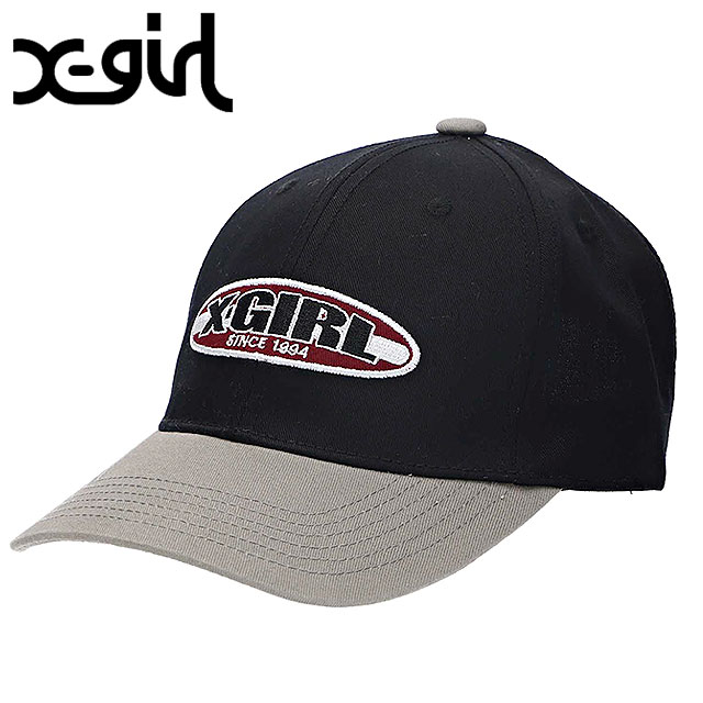 国内配送★X-girl★LOGO MARK 6パネルキャップ エックスガール X-girl レディース ラインオーバルロゴ 6パネル