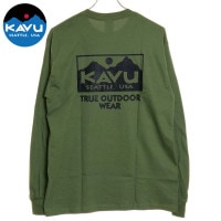 カブー KAVU メンズ トゥルーロゴ ロングスリーブTシャツ [19821937 FW23] True Logo LS Tee トップス 長袖 クルーネック Militaly-Green【メール便配