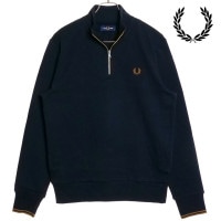 フレッドペリー FRED PERRY メンズ ハーフジップ スウェットシャツ [M3574-R63 FW23] HALF ZIP SWEATSHIRT トップス トレーナー NAVY/DARKCARA