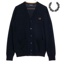 フレッドペリー FRED PERRY メンズ クラシック カーディガン [K9551-795 FW23] CLASSIC CARDIGAN トップス ニット Vネック NAVY 紺 ネイビー系|FRE
