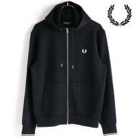 フレッドペリー FREDPERRY メンズ フーデッドジップスルースウェットシャツ [J7536-198] HOODED ZIP THROUGH SWEATSHIRT トップス パーカー BLACK|