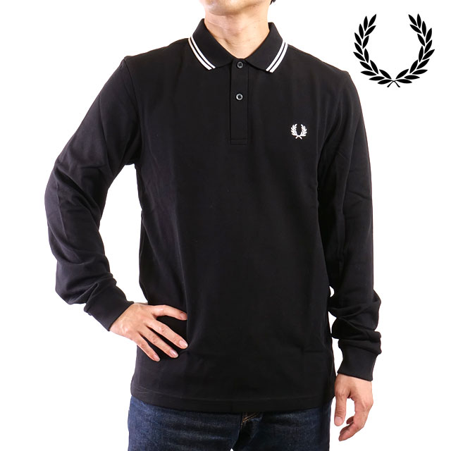 フレッドペリー FRED PERRY メンズ ロングスリーブ ツイン ティップド ポロシャツ [M3636-350] LS TWIN TIPPED SHIRT トップス 長袖 鹿の子 BLACK 正規取扱店