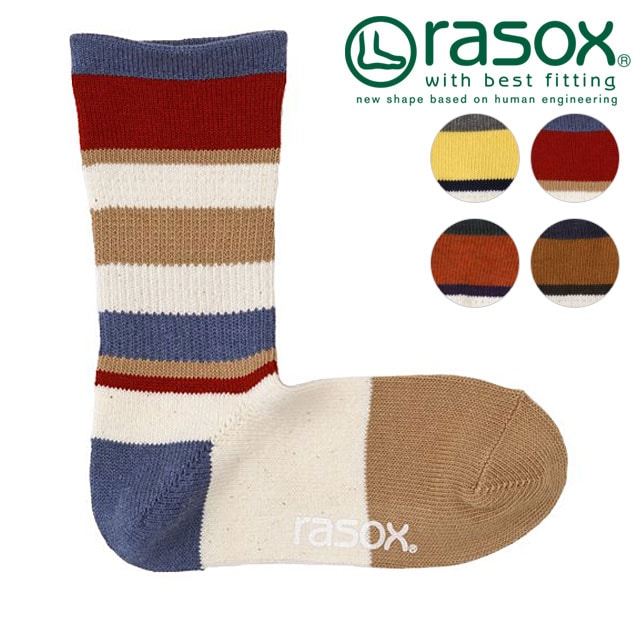 ラソックス rasox 靴下 マルチボーダー・クルー [CA240CR02 SS24