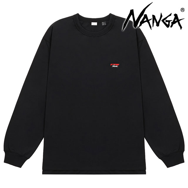 ナンガ NANGA メンズ エコハイブリッド ボックスロゴ エンブロイダリー ロングスリーブティー [NW2411-1G803-A SS24] ECO HYBRID BOX LOGO EMBROIDERY L/S TEE トップス 長袖Tシャツ カットソー アウトドア BLK