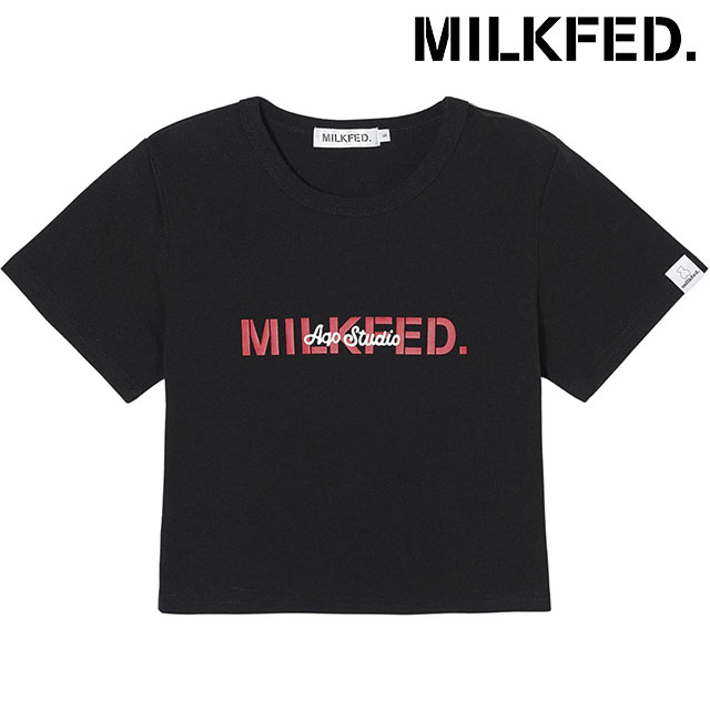 ミルクフェド MILKFED. レディース アコスタジオスペース フィッティドTシャツ [103241011017 SS24SPOT] MILKFED. AQO STUDIO SPACE FITTED TEE トップス 半袖 BLACK【メール便配送】 正規取扱店