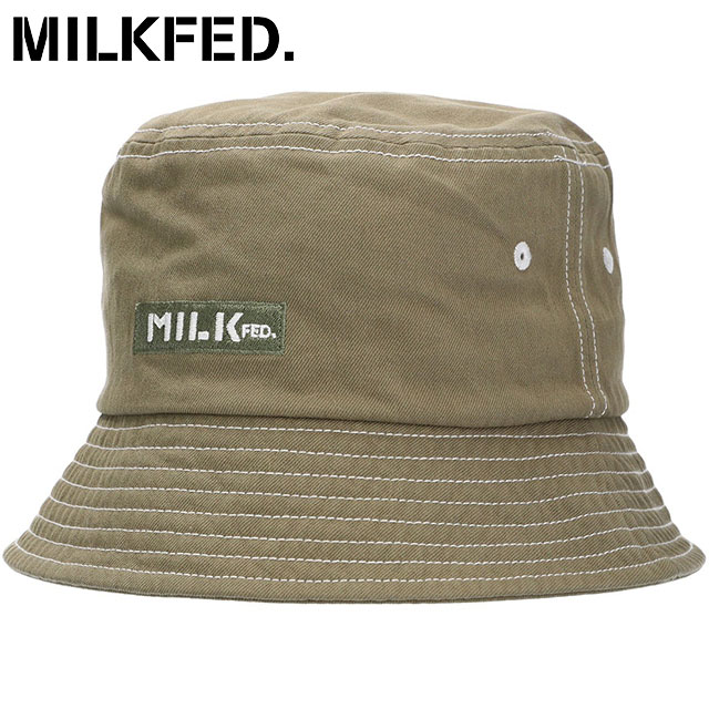 ミルクフェド MILKFED. エンブロイダード バーロゴ バケットハット [103243051006 FW24] EMBROIDERRED BAR LOGO BUCKET HAT レディース 帽子 定番 OLIVE 【メール便配送】