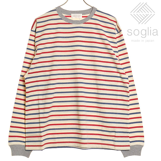【40%OFF/SALE】ソリア Soglia オープンエンド ロングスリーブTシャツ [ FW24] Open End Long Sleeve T メンズ・レディース トップス 長袖 日本製 生成りborder【ts】 正規取扱店【ts】