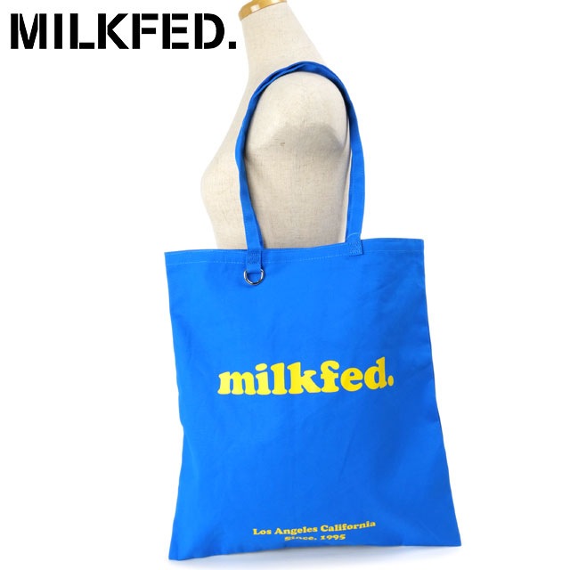 ミルクフェド MILKFED. フラット ライト トート クーパー ウィロゴ [103223053005 FW24] FLAT LIGHTTOTE COOPER OUI LOGO レディース 鞄 キャンバストート 大きめ BLUE