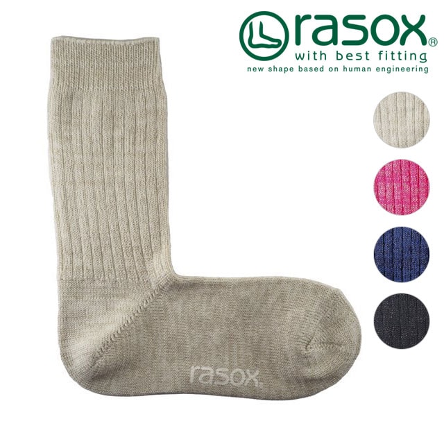 ラソックス rasox 靴下 カラーラメ・リブクルー [CA240CR04 FW24] メンズ・レディース 日本製 リブ編み クルーソックス 【メール便配送】