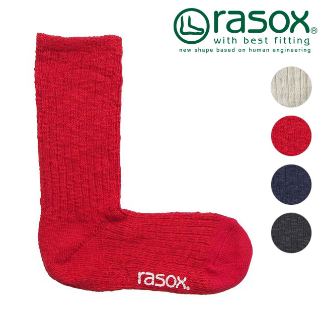 ラソックス rasox 靴下 ビッグスラブコットン・クルー [CA240CR05 FW24] メンズ・レディース 日本製 リブ編み クルーソックス 【メール便配送】