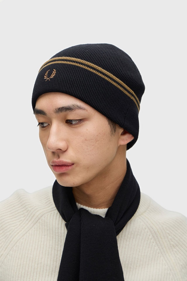 フレッドペリー FRED PERRY ツインティップドメリノウールビーニー