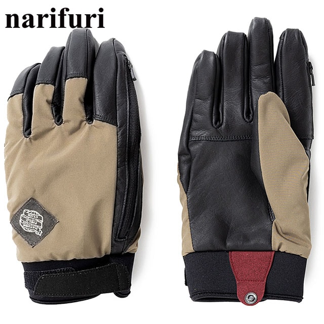 【30%OFF/SALE】コラボ ナリフリ narifuri × SoH NFC レザーコンビグローブ [NFSO-05 FW24] メンズ・レディース 手袋 日本製 自転車 バイク アウトドア KHAKI  正規取扱店【ts】