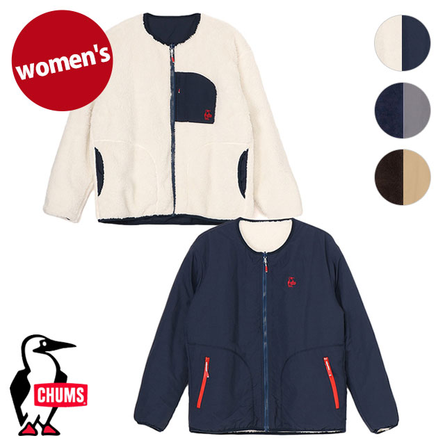 チャムス CHUMS エルモ フリース リバーシブル ブルゾン [CH14-1421 FW24] W Elmo Fleece Reversible Blouson レディース ノーカラー ボアジャケット