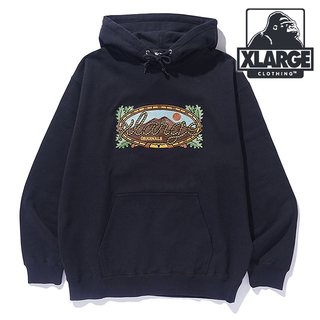 エクストララージ XLARGE ロープロゴ フーデッド スウェットシャツ [101244012006 FW24WINTER] ROPE LOGO HOODED SWEATSHIRT メンズ x-large エックスラージ プルオーバー フーディー BLACK