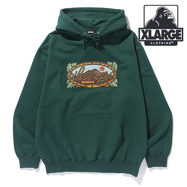 エクストララージ XLARGE ロープロゴ フーデッド スウェットシャツ [101244012006 FW24WINTER] ROPE LOGO HOODED SWEATSHIRT メンズ x-large エックスラージ プルオーバー フーディー GREEN